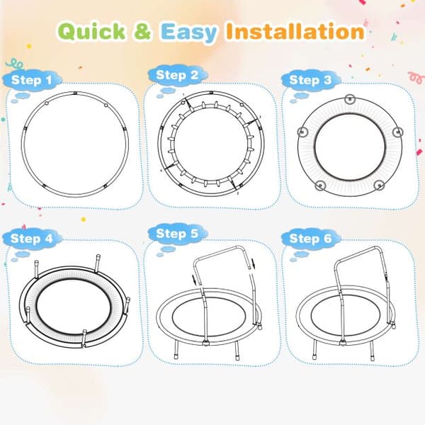 Mini trampolin, 92x92 cm, Multifarvet