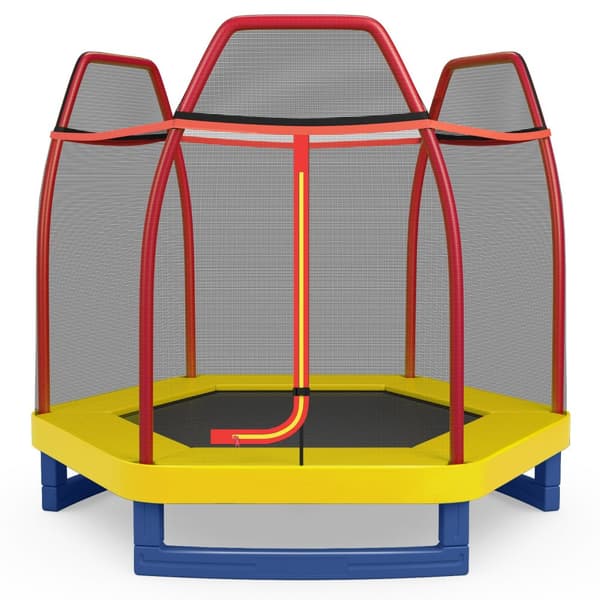 Trampolin, 7 fod børns rekreativ hoppe, 223x223x186 cm, Pink