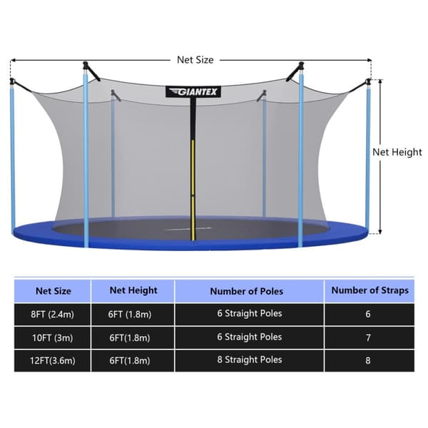 Trampolin Sikkerhedsnet, 304cm, Sort