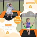 Miniatyrbillede 2 af 8: Børne trampolin med gynge og sikkerhedsnet, 190x122x210 cm, Orange