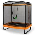 Miniatyrbillede 1 af 8: Børne trampolin med gynge og sikkerhedsnet, 190x122x210 cm, Orange