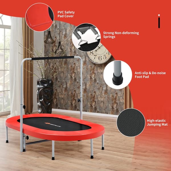 Trampolin, Foldbar Mini Fitness Rebounder til Børn, Rød, 2 Personer