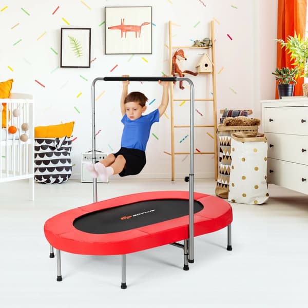 Trampolin, Foldbar Mini Fitness Rebounder til Børn, Rød, 2 Personer
