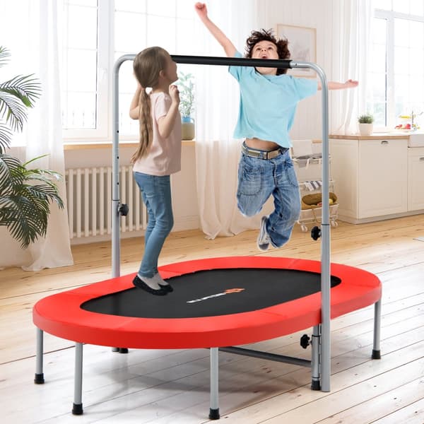 Trampolin, Foldbar Mini Fitness Rebounder til Børn, Rød, 2 Personer