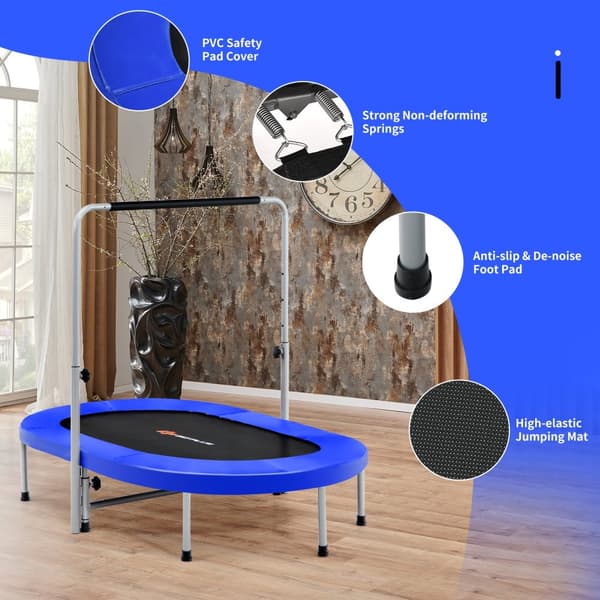Studsmatta, Hopfällbar Mini Trampolin för 2 Personer, Blå