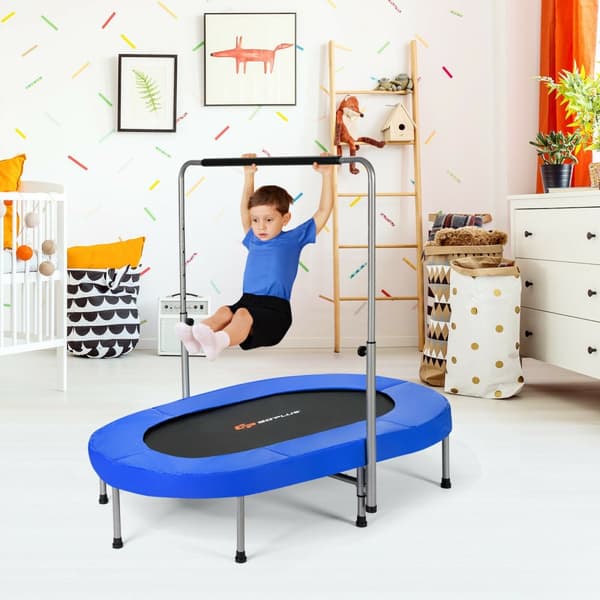 Studsmatta, Hopfällbar Mini Trampolin för 2 Personer, Blå