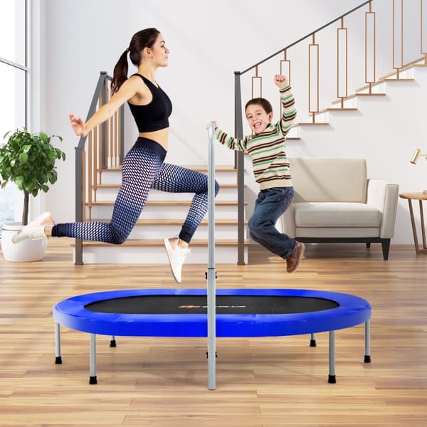 Studsmatta, Hopfällbar Mini Trampolin för 2 Personer, Blå