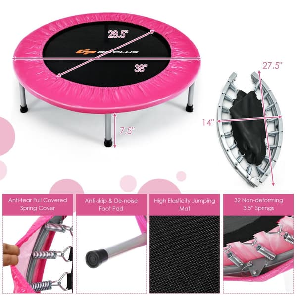Liten Hopfällbar Studsmatta, 38"x7.5", Rosa