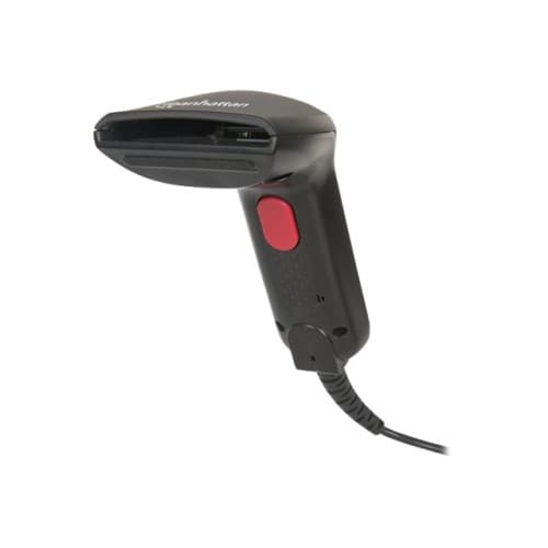 Manhattan Contact CCD Handheld Barcode Scanner, USB, 60mm Scan Width, Cable 152cm, Max Ambient Light 5,000 lux (sunlight), Black, Three Year Warranty,