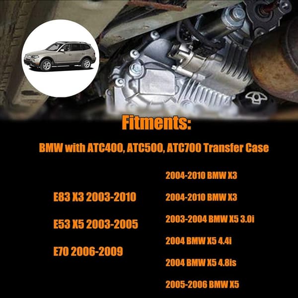 Siirto tapausmoottorin toimilaite, yhteensopiva BMW X3 E83 X5 E53 E70 F15 F85 F25 kanssa, alkuperäisnumerot 27107566296 ja 27107528559.