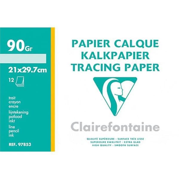 Förpackning med 12 A4 spårark 90g CLAIREFONTAINE