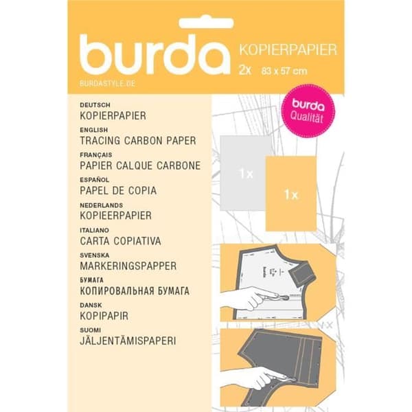 Kolskopieringspapper - Burda - Vit / Gul - Förpackning med 2 ark - 57 x 83 cm - Hjälp för sömnad