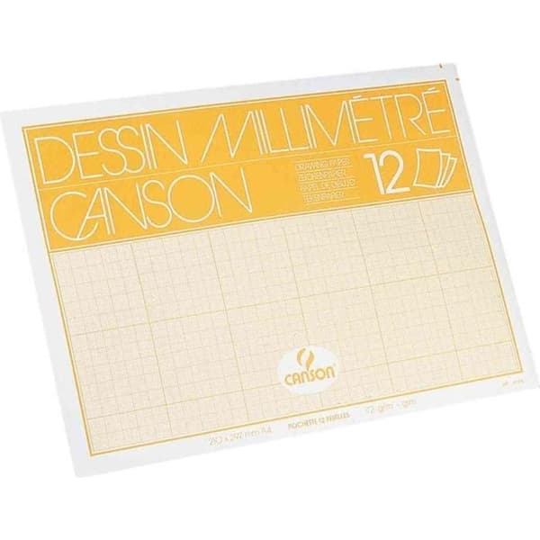 Millimeterpapper - CANSON - A4 - 12 ark - 70/75 g/m2 - Mörkbrun