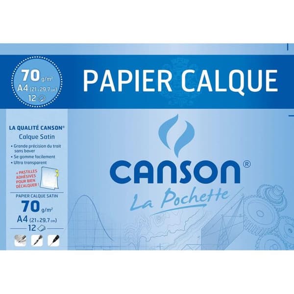 Kalkerpapper - Canson - A4 - 70 g/m2 - 12 ark - Transparent