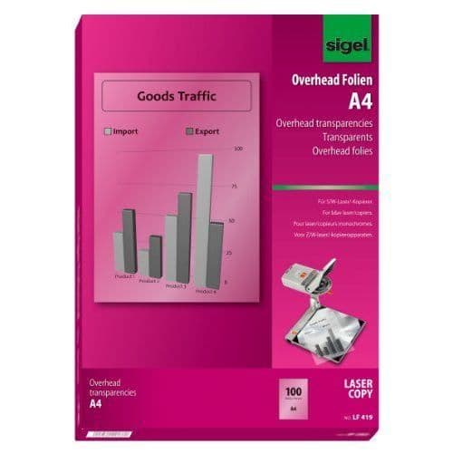 Sigel LF419 Paket med 100 A4 OH-film 100 m...