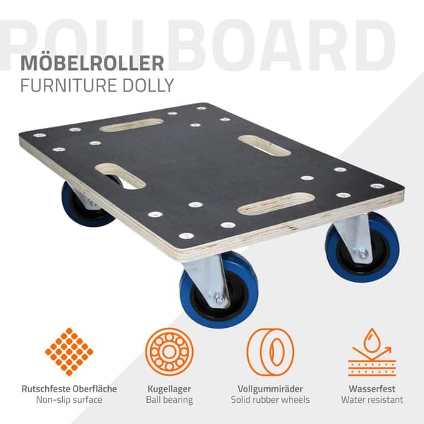 ECD Germany transportrulle 35 x 50 cm op til 800 kg silketrykplade - PP hjul rulletavle møbler rulle transporthjælp til at flytte møbler transport
