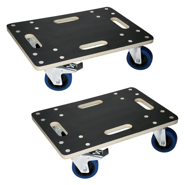 ECD Germany transportrulle med 2x parkeringsbroms 35 x 50 cm upp till 800 kg screentryckplåt - PP-hjul rullbordsmöbler rulltransporthjälp för