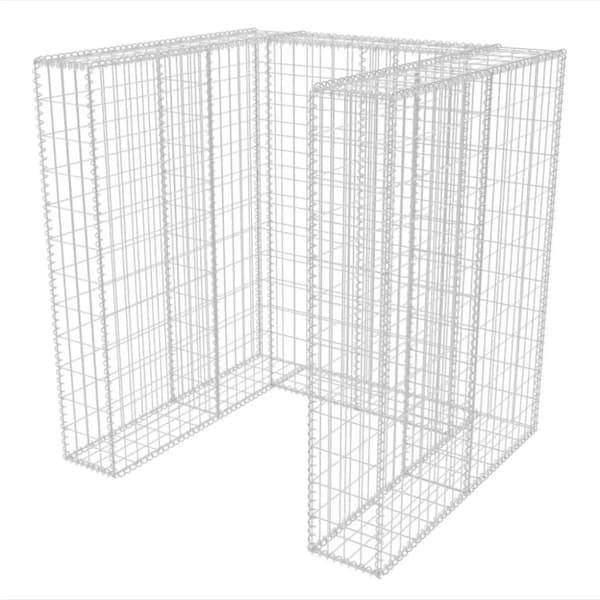 Gabionkorg med skydd för 1 soptunna stål 110x100x120 cm