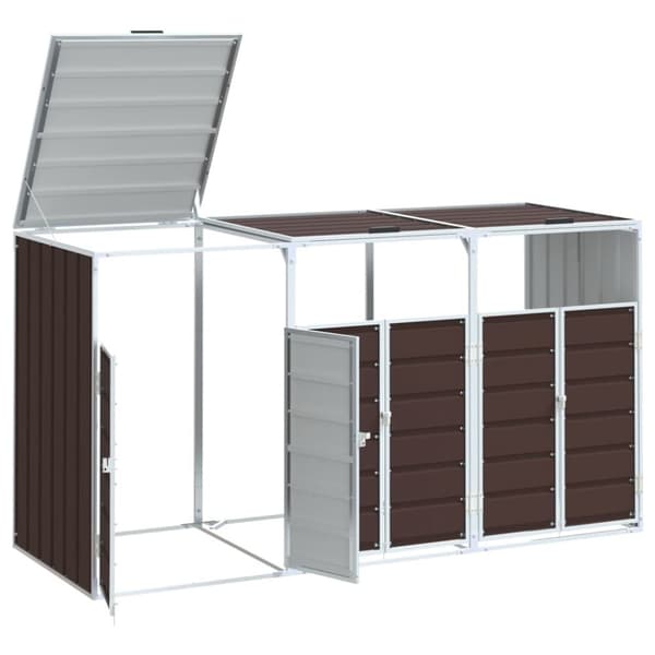 Soptunna för tre soptunnor brun 216x81x115 cm stål