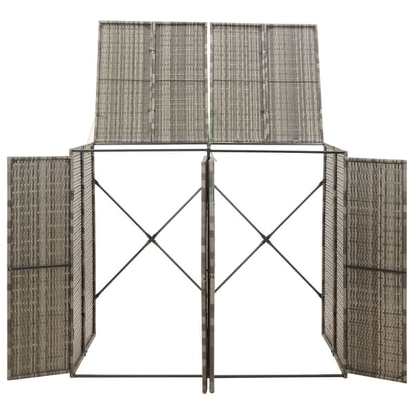 Dubbelt skjul för soptunnor grå 140x80x117 cm konstrotting