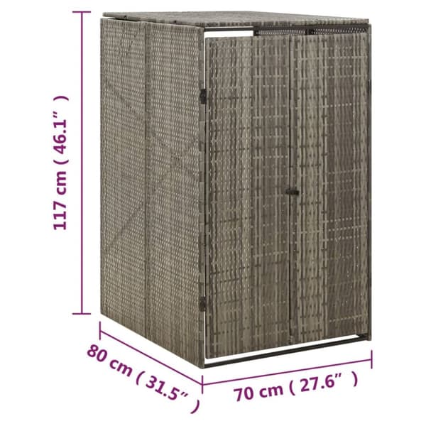 Skjul för soptunna grå 70x80x117 cm konstrotting