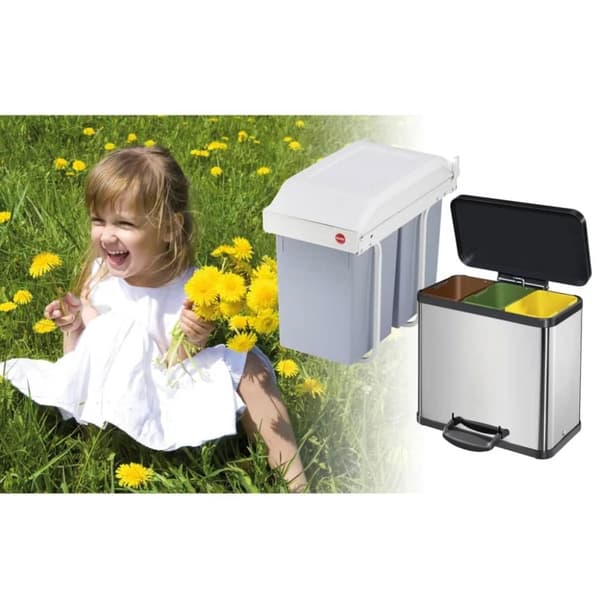 Hailo skabsaffaldsspand Multi-Box Duo størrelse L 2x14 L cremefarvet 3659-001