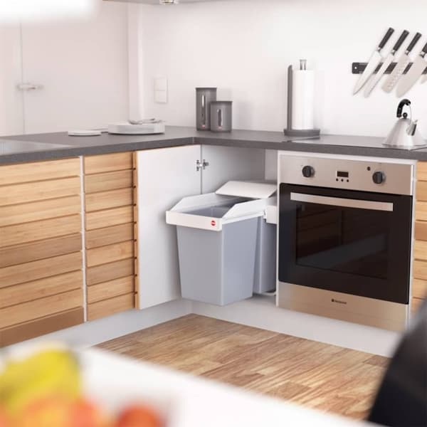 Hailo skabsaffaldsspand Multi-Box Duo størrelse L 2x14 L cremefarvet 3659-001