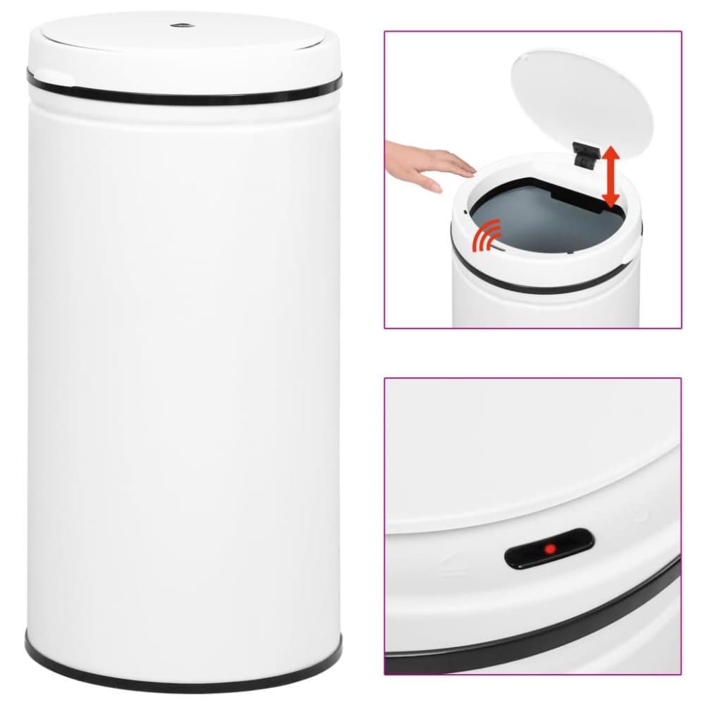 vidaXL affaldsspand med sensor 70 l kulstofstål hvid