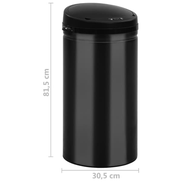vidaXL affaldsspand med sensor 50 l kulstofstål sort