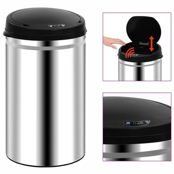vidaXL Soptunna med automatisk sensor 40 L rostfritt stål