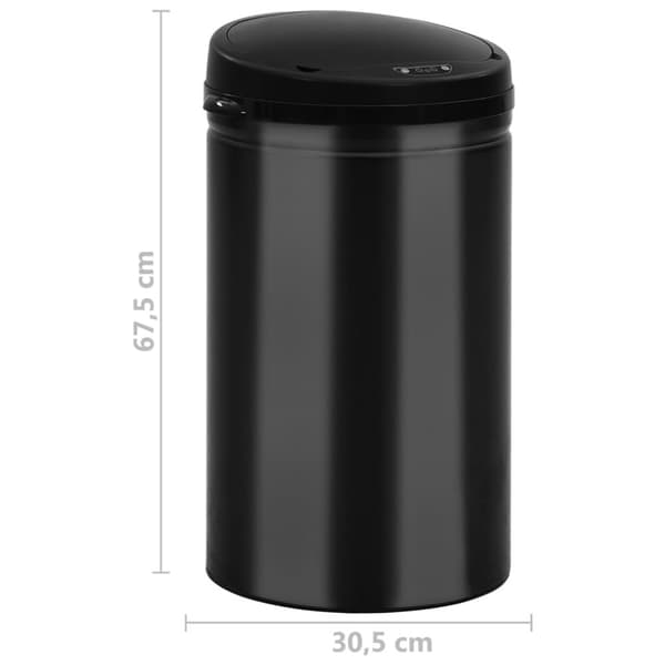 vidaXL affaldsspand med sensor 40 l kulstofstål sort