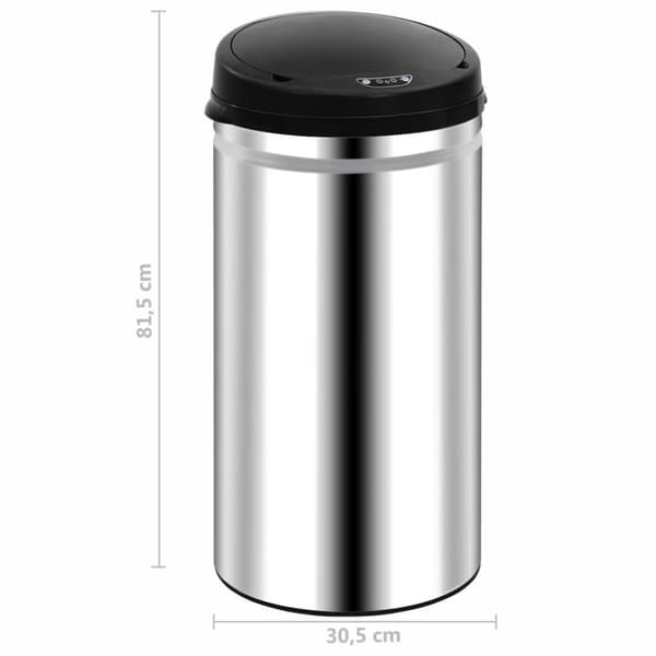 vidaXL Soptunna med automatisk sensor 50 L rostfritt stål
