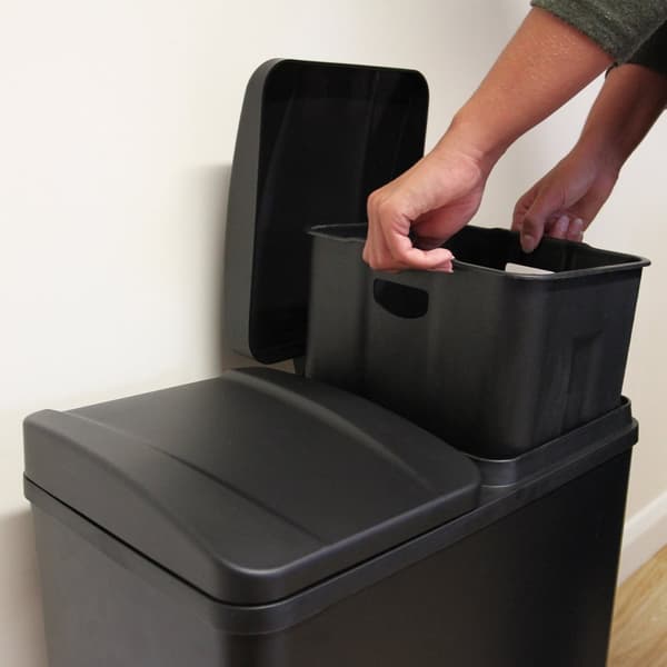 60 L Dubbla Soptunnor med pedaler | Svart