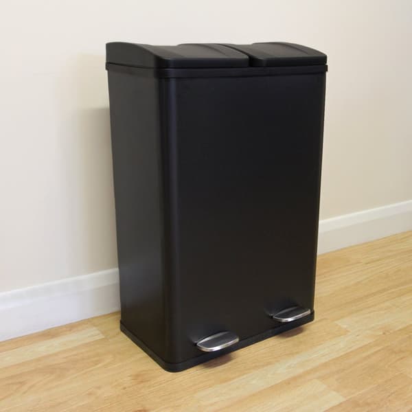 60 L Dubbla Soptunnor med pedaler | Svart