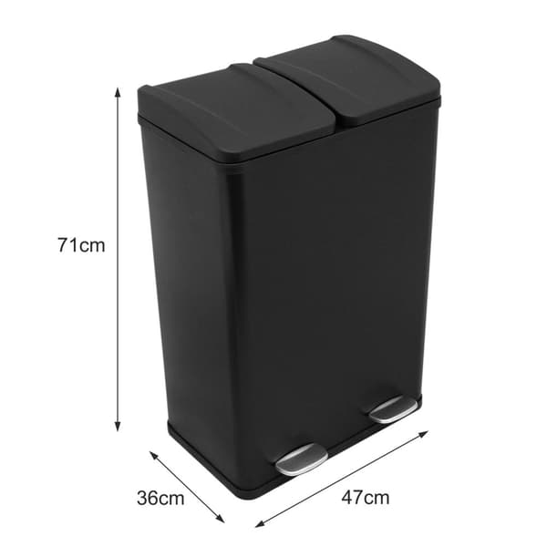 60 L Dubbla Soptunnor med pedaler | Svart