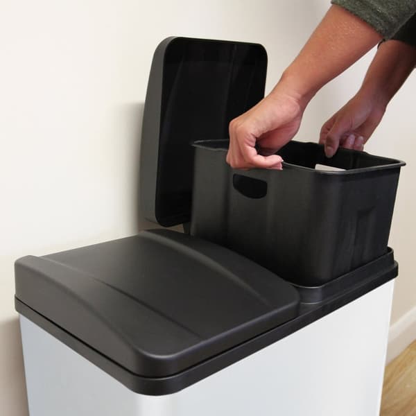 60 L Dubbla Soptunnor med pedaler | Vit