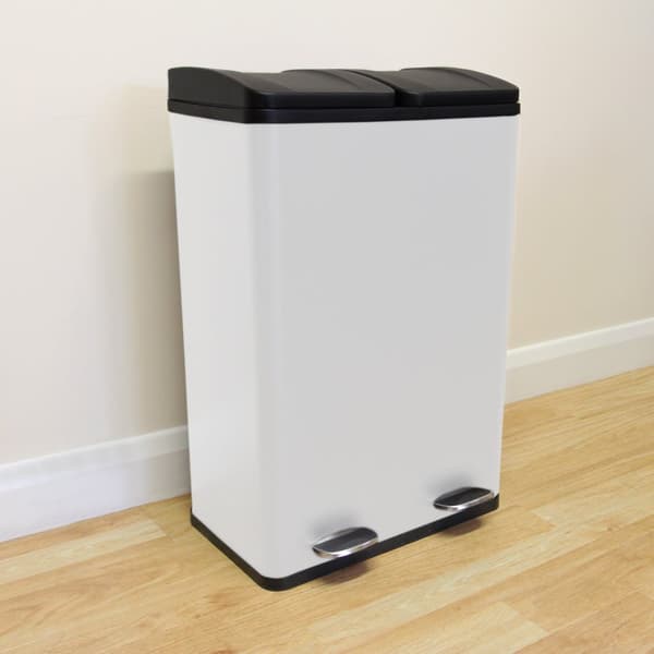 60 L Dubbla Soptunnor med pedaler | Vit