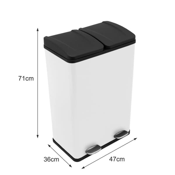 60 L Dubbla Soptunnor med pedaler | Vit