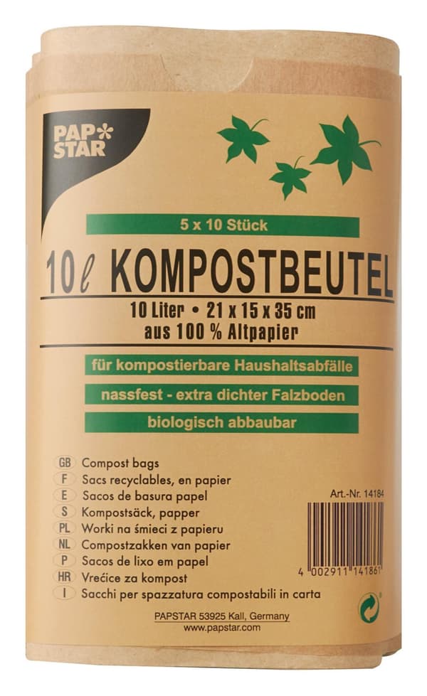 Kompostpåse PURE 10L brun 50/fp