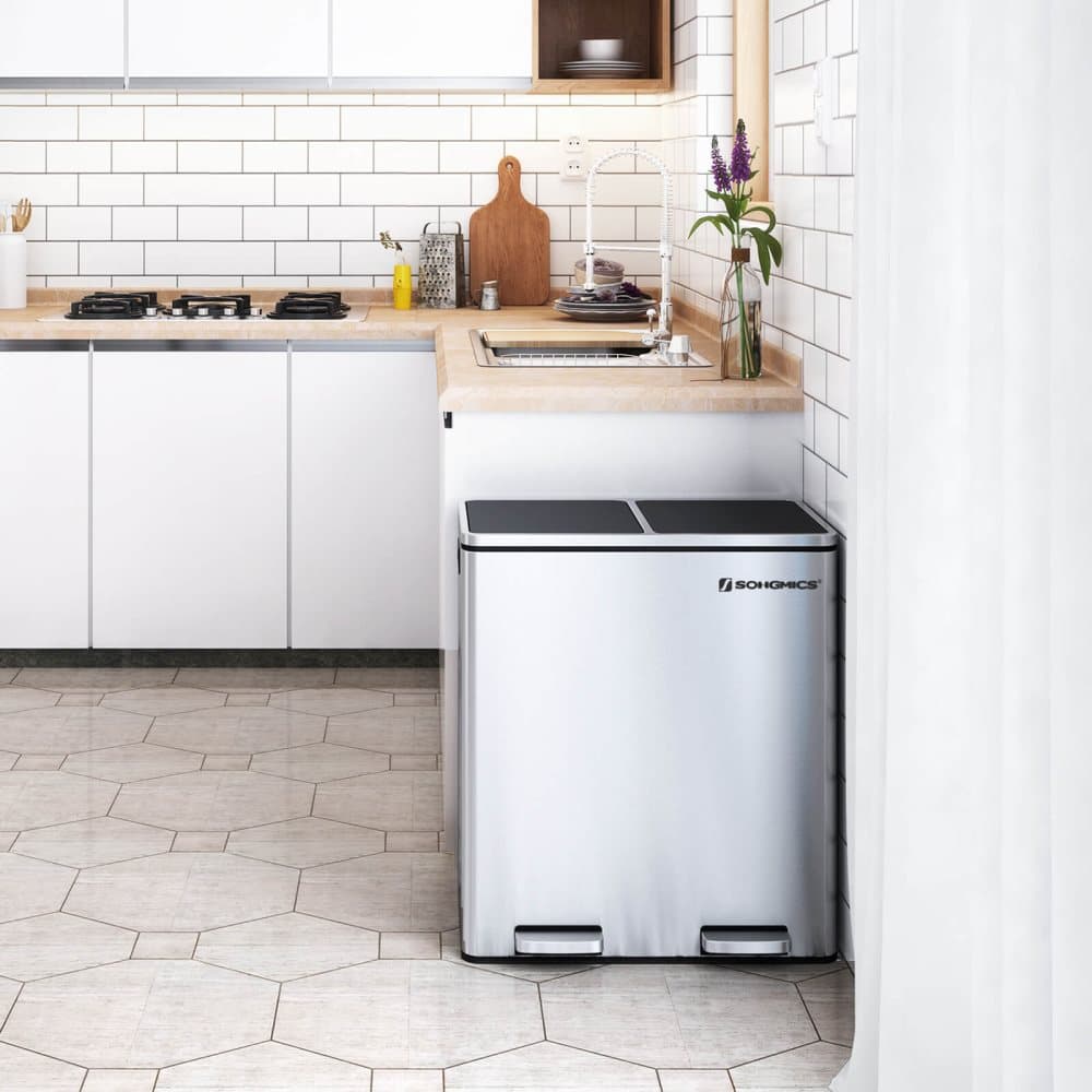 Segenn's papperskorgen - avfall sorteringssystem med två inre lagerplatser av plast - 2 x 30 L pedallagerplatser