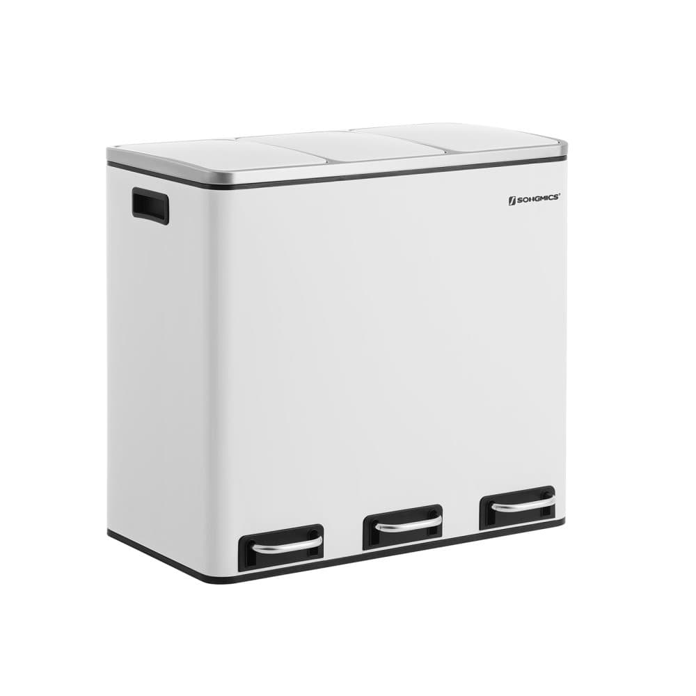 Segenns papperskorg - soptunna för köket - avfallssepareringssystem - 3 x 18 l - pedalkorg med 3 fack - soptunna - mjuk stängning - med fotpedaler - i