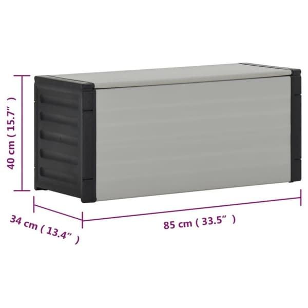vidaXL Avfallskasse for hage grå 85x34x40 cm