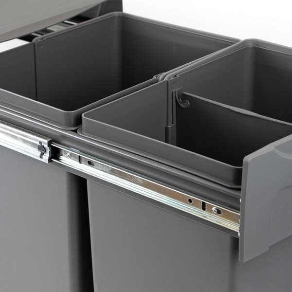 -Emuca återvinningsbehållare med nedre montering och manuell utdragning för köksdelar Recycle, 2x20 liter, Grå plast