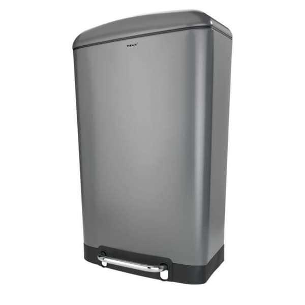 WENKO Bin 30L Studio, kökspedalsoptunna med "Easy Close" fallbroms, Stål - Plast, 34x61x32,5 cm, grå - svart