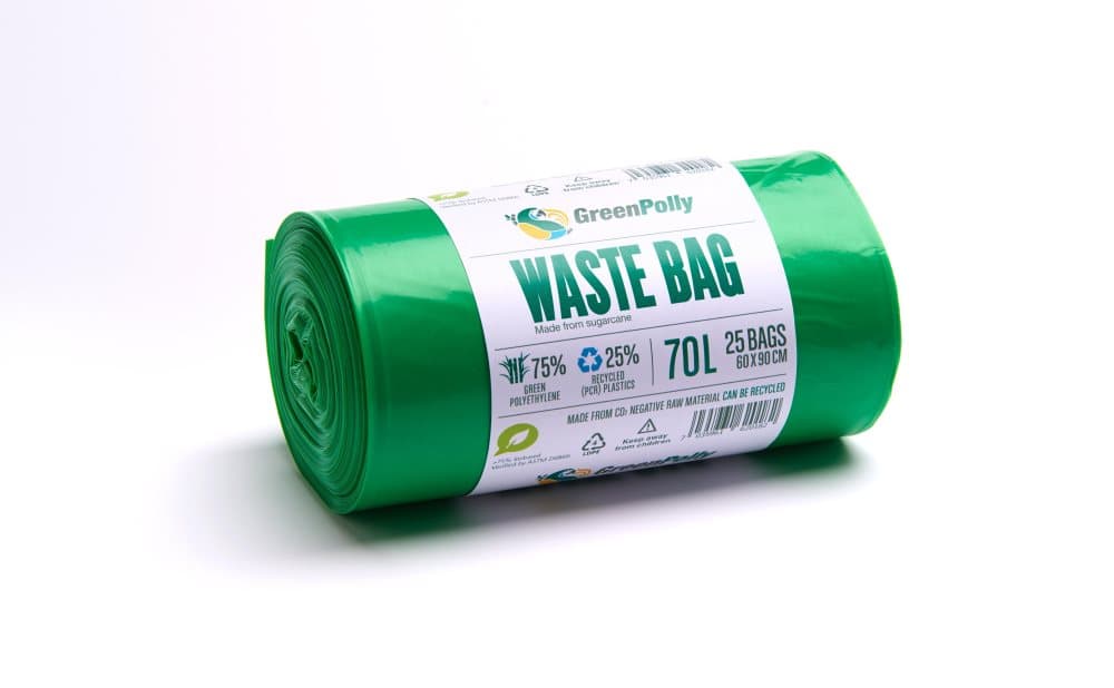 Papperskorgspåse PE 70L 30my grön 25/RL