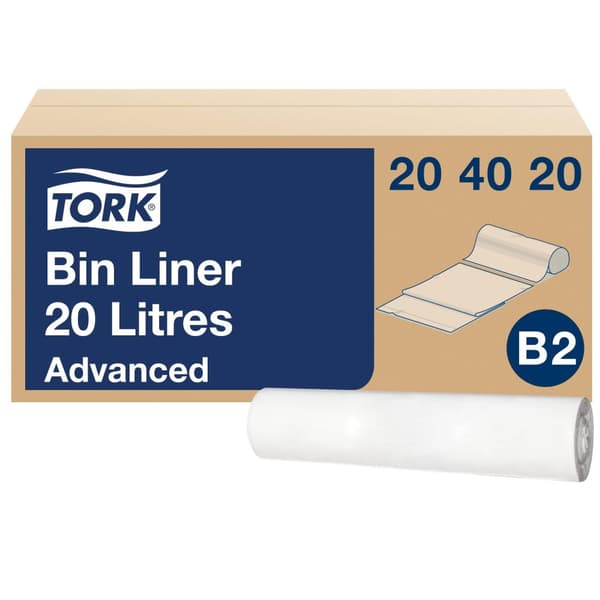 Papperskorgspåse TORK B2 20L vit 100/rl