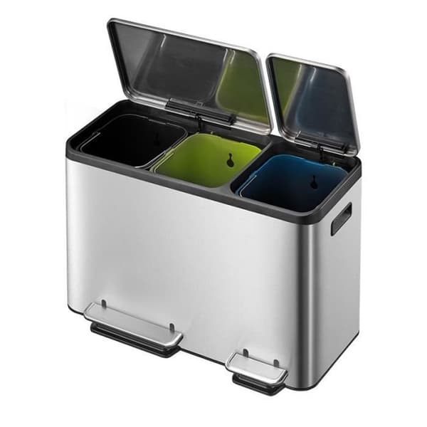 EKO EcoCasa pedalkorg 3x15 L Matt silver