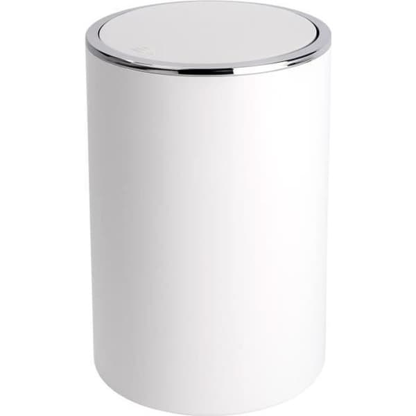 WENKO Liten Badrumskärl, Bin med lock, 5L, Inca, Premium Plast, Ø 18,5x25,5 cm, Vit