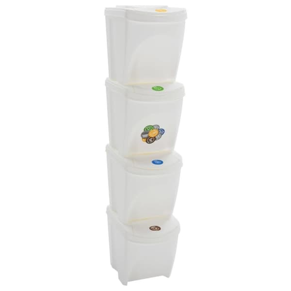 vidaXL Stapelbara soptunnor 4 st vit 100 L polypropen