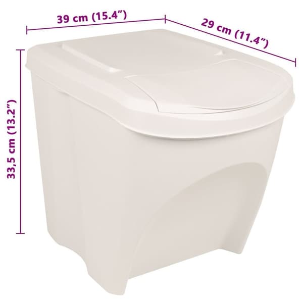 vidaXL Stapelbara soptunnor 3 st vit 75 L polypropen